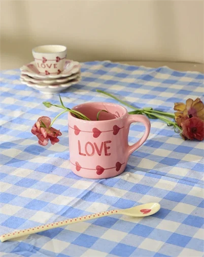 Rice - Keramik Krus Hand Painted Love - Pink